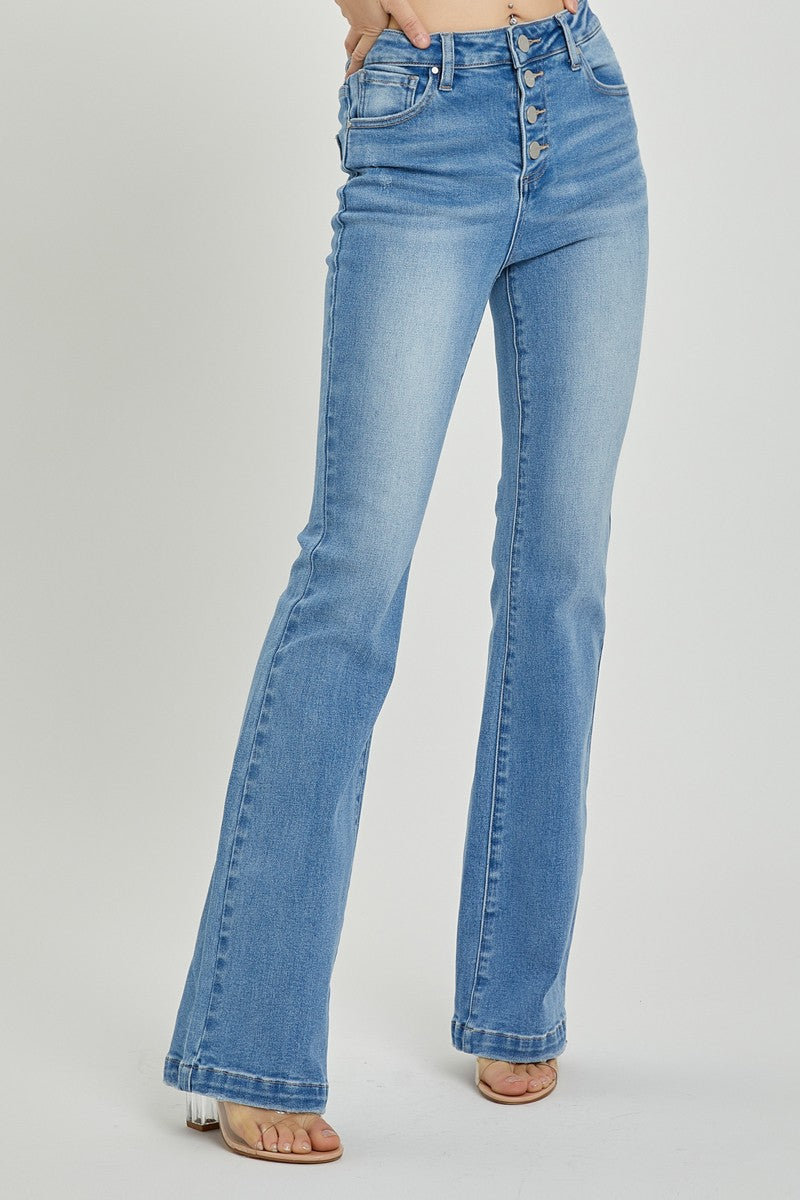 RISEN Full Size High Rise Button Fly Bootcut Jeans - Liv&Maddie