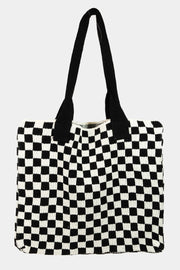 Fame Checkered Pattern Tote Bag - Liv&Maddie
