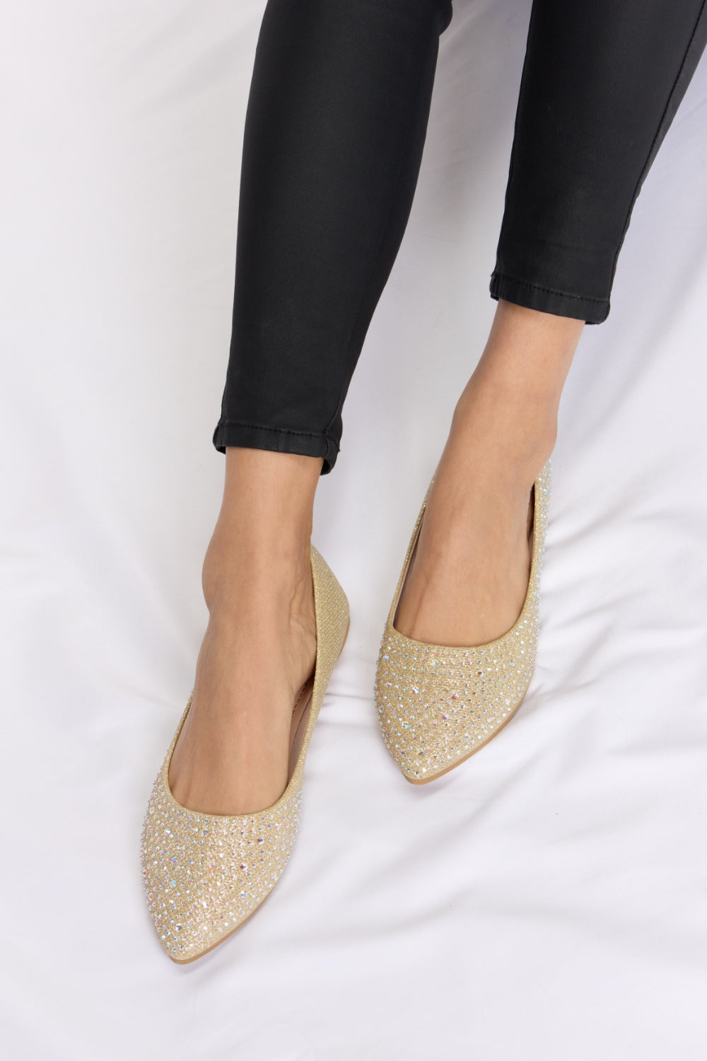 Forever Link Rhinestone Point Toe Flat Slip-Ons - Liv&Maddie