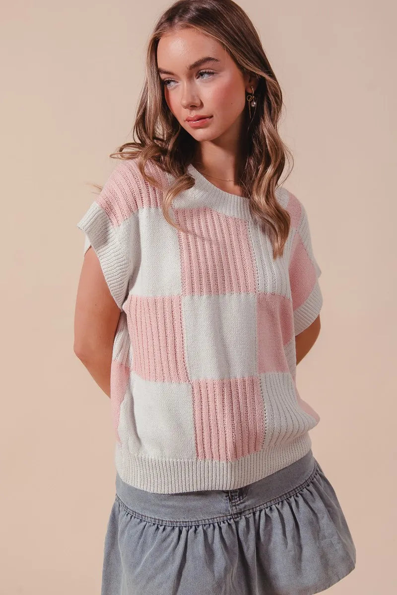 Check Plaid Casual Sweater Top - Liv&Maddie