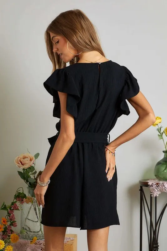 Ruffle Sleeves Romper with Pockets - Liv&Maddie