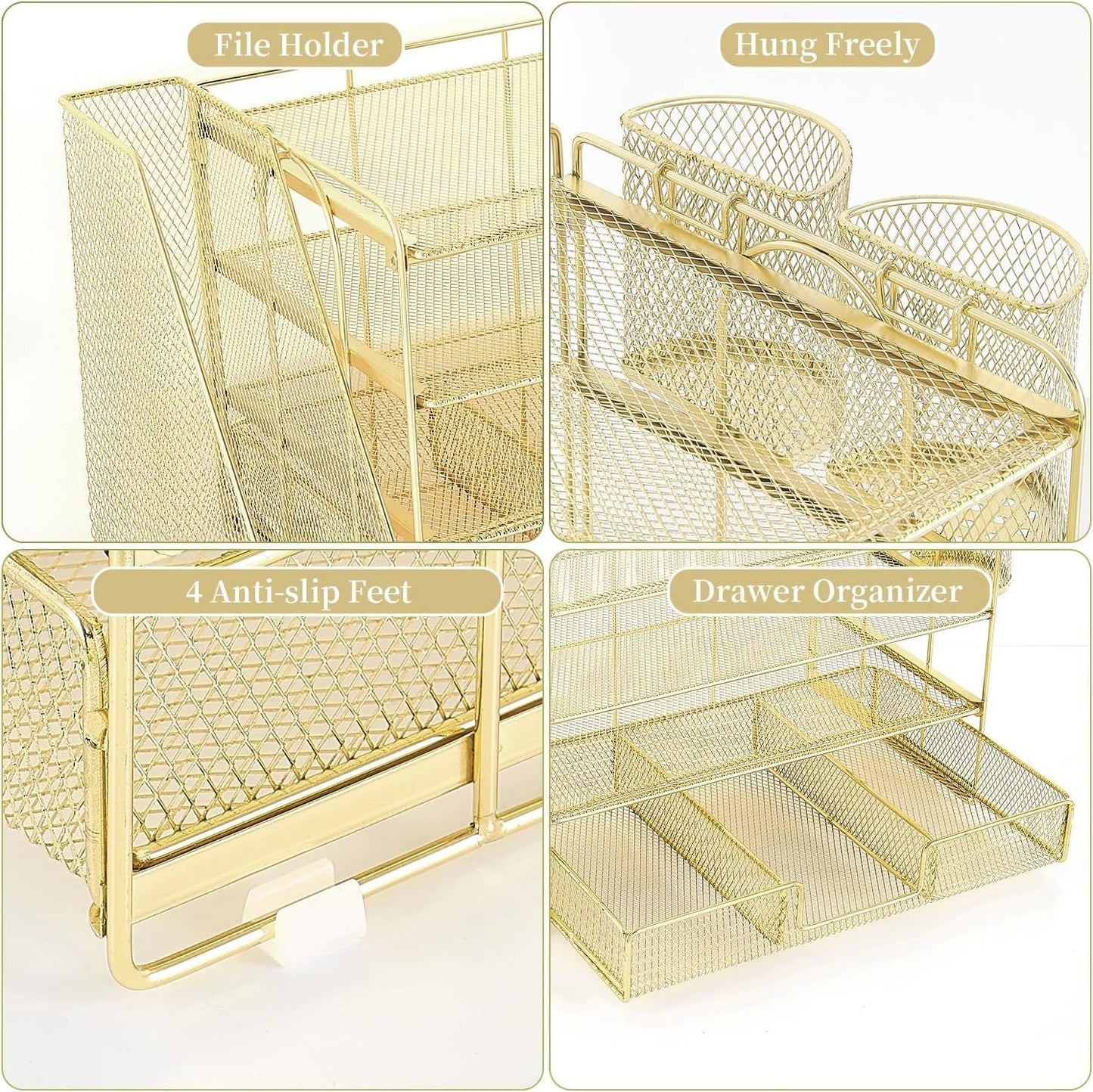 Paper Letter Tray Organizer with File Holder, 4-Tier Desk Accessories