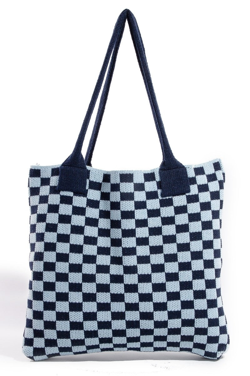 Fame Checkered Pattern Tote Bag - Liv&Maddie