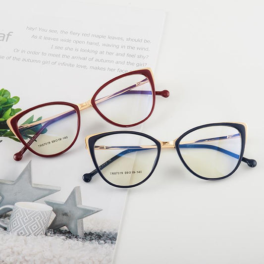 EP Cat eye anti-blue light flat lens European and American glasses TR