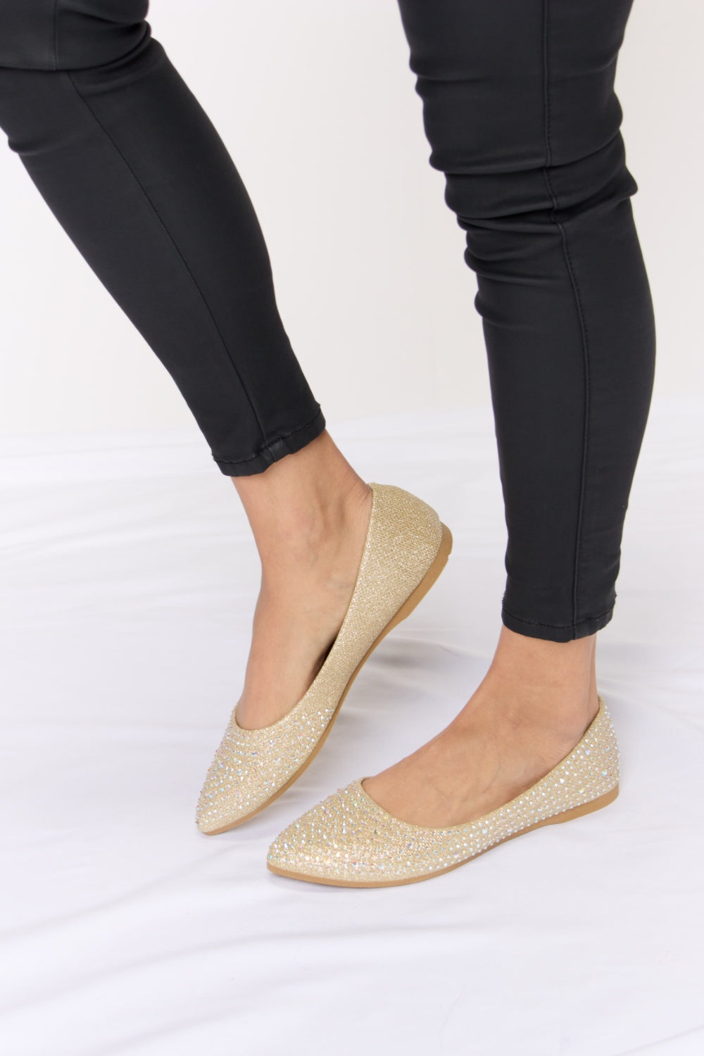 Forever Link Rhinestone Point Toe Flat Slip-Ons - Liv&Maddie