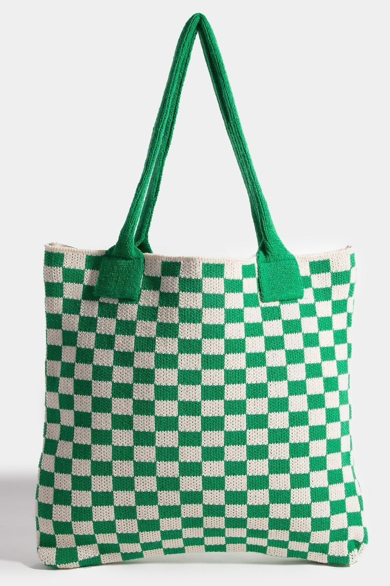 Fame Checkered Pattern Tote Bag - Liv&Maddie