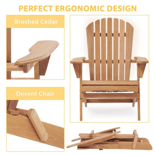 Wooden Outdoor Folding Adirondack Chair 2 Piece Set Of Wooden Lounge