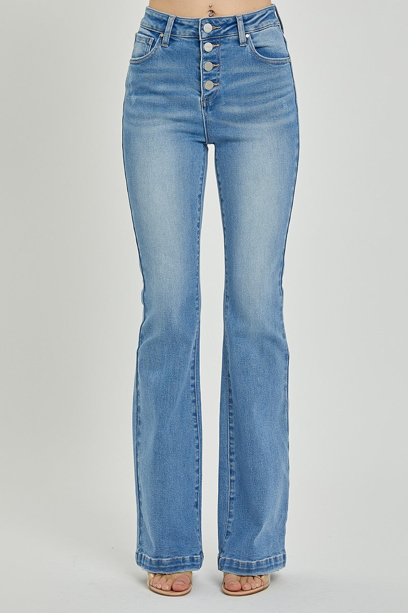 RISEN Full Size High Rise Button Fly Bootcut Jeans - Liv&Maddie
