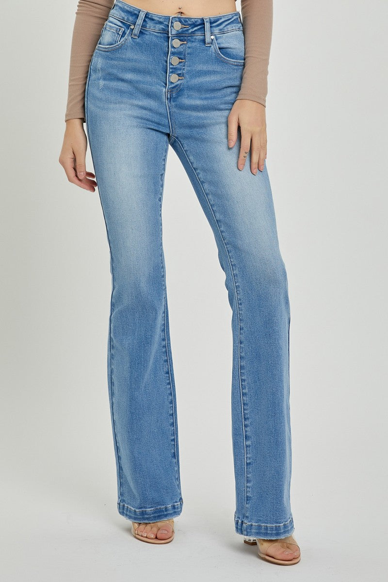 RISEN Full Size High Rise Button Fly Bootcut Jeans - Liv&Maddie